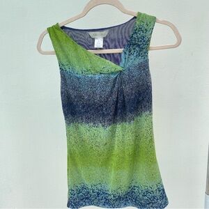 Y2K Blue Green Asymmetrical Micro Mesh Tank Top Size Medium